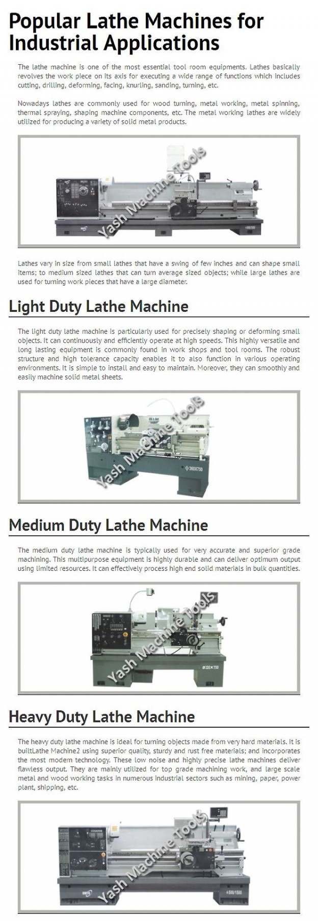 Popular Lathe Machines for Industrial Applications - Yash Machine